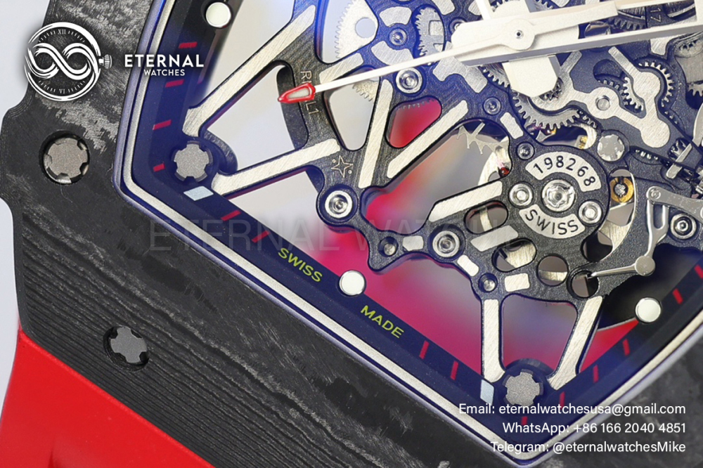 RICHARD MILLE - SUPER CLONE RM35-02 44.5mm Skeleton NTPT Dial on Red Strap RMAL1