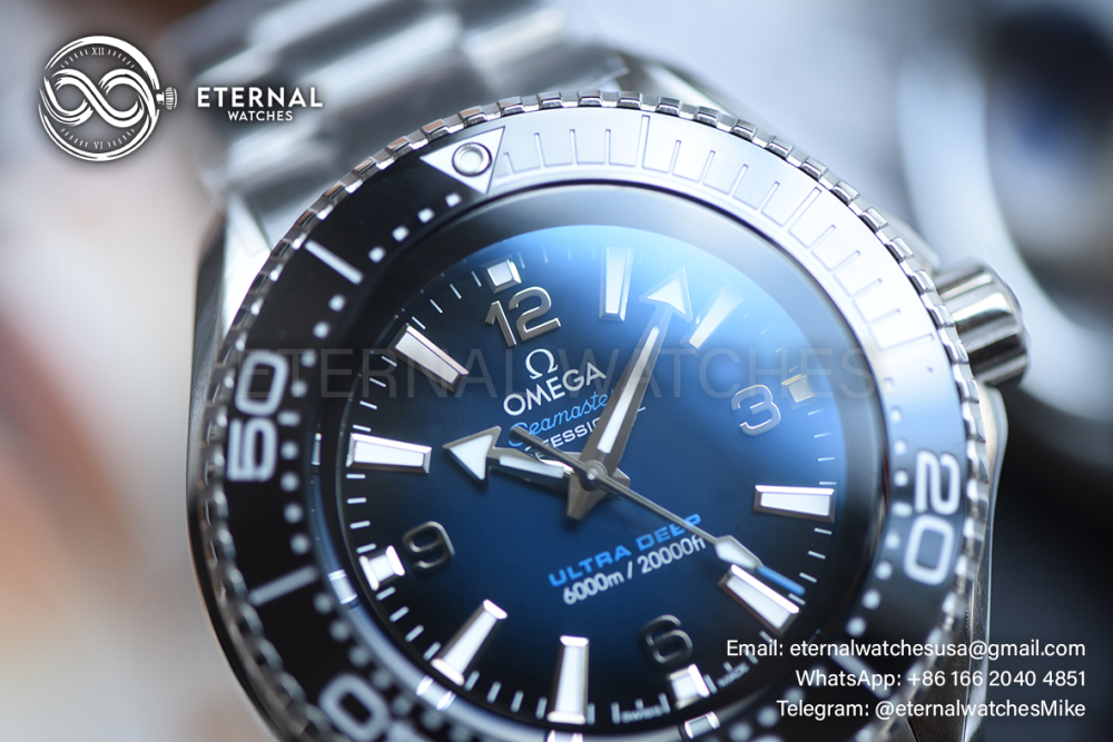 OMEGA - SUPER CLONE Planet Ocean Ultra Deep 45.5mm SS/SS Blue Ombre Dial (Original Set)