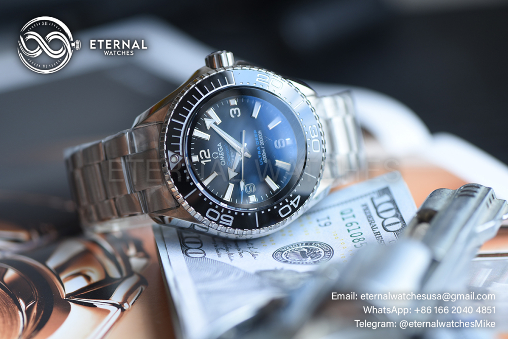 OMEGA - SUPER CLONE Planet Ocean Ultra Deep 45.5mm SS/SS Blue Ombre Dial (Original Set)