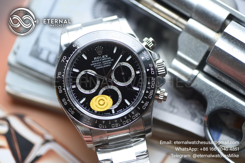 ROLEX - SUPER CLONE Daytona 126500 40mm SS Black Dial VSF DD4131 (Free Sprung)