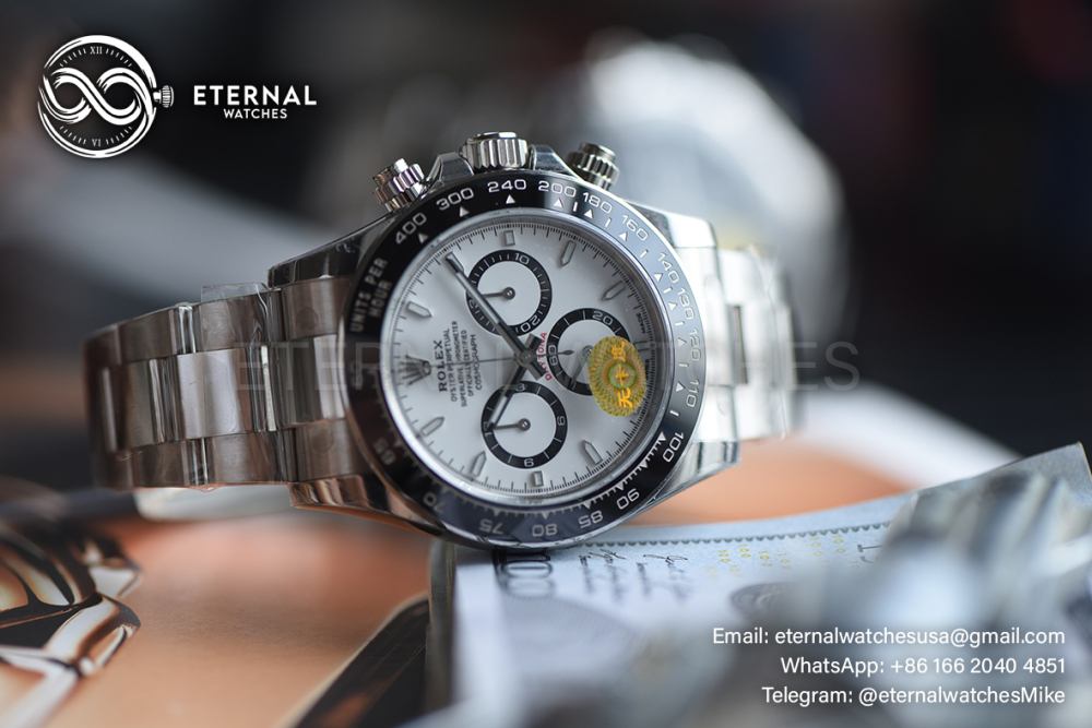 ROLEX - SUPER CLONE Daytona 126500 40mm SS White Dial VSF DD4131 (Free Sprung)