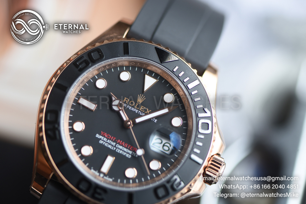 ROLEX - SUPER CLONE Yacht-Master 126655 40mm RG/RU Black/Dot ARF VR3235 (Weight Adjusted)