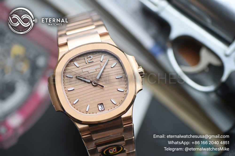 PATEK PHILIPPE - SUPER CLONE Nautilus Ladies 7118 35mm RG/RG Gold Dial DDF DD330