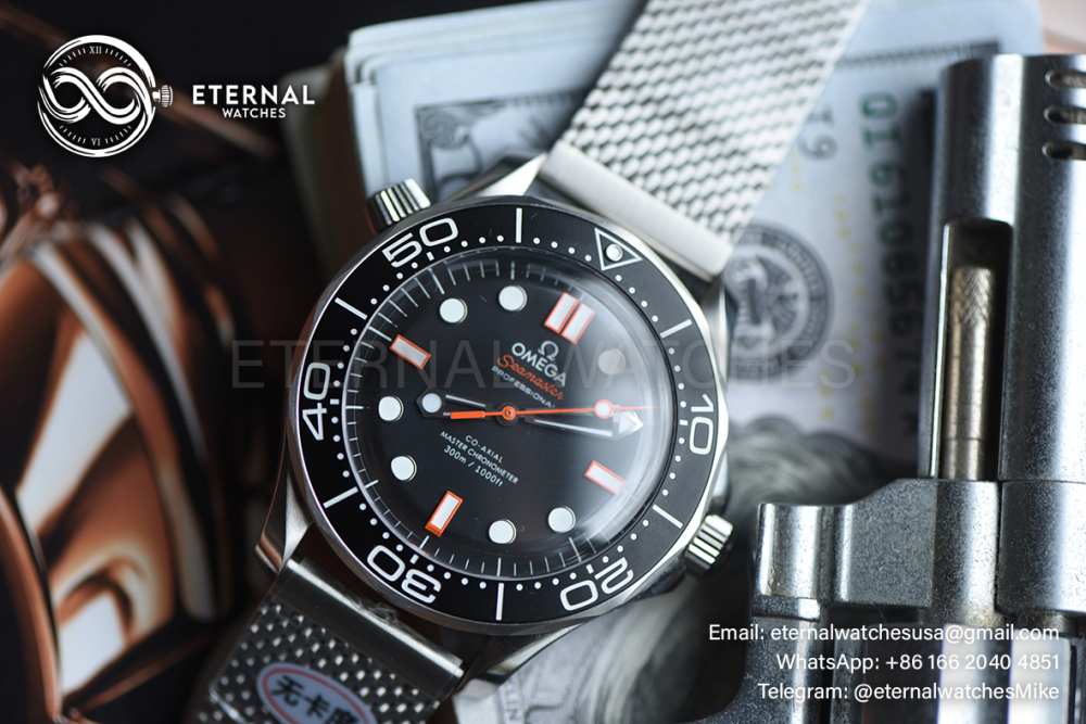 OMEGA - SUPER CLONE Seamaster 300m 42mm SS/SS Black Dial ORF OR8806 (Free Sprung)