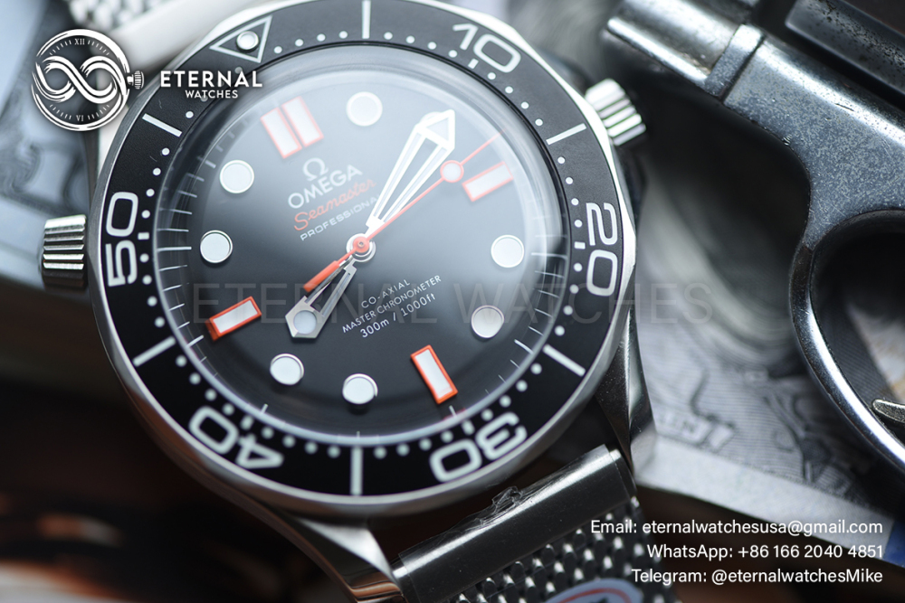 OMEGA - SUPER CLONE Seamaster 300m 42mm SS/SS Black Dial ORF OR8806 (Free Sprung)