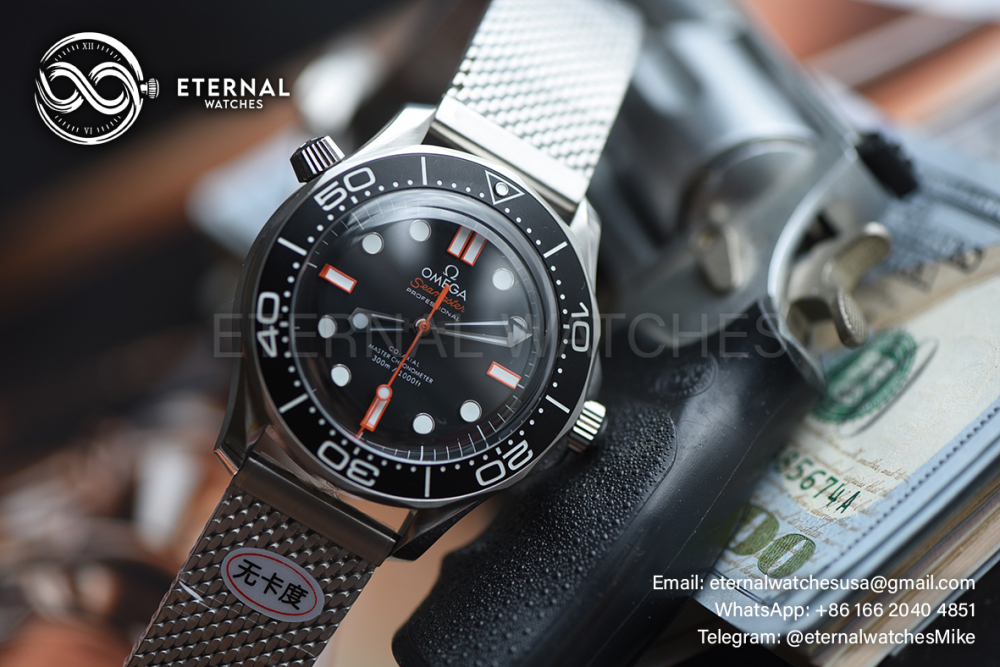 OMEGA - SUPER CLONE Seamaster 300m 42mm SS/SS Black Dial ORF OR8806 (Free Sprung)