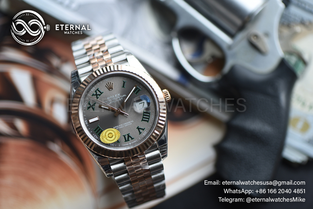 ROLEX - SUPER CLONE DateJust 126331 41mm RG/RMN Wimbledon Dial V2 VSF 3235 (Weight Adjusted, Free Sprung)