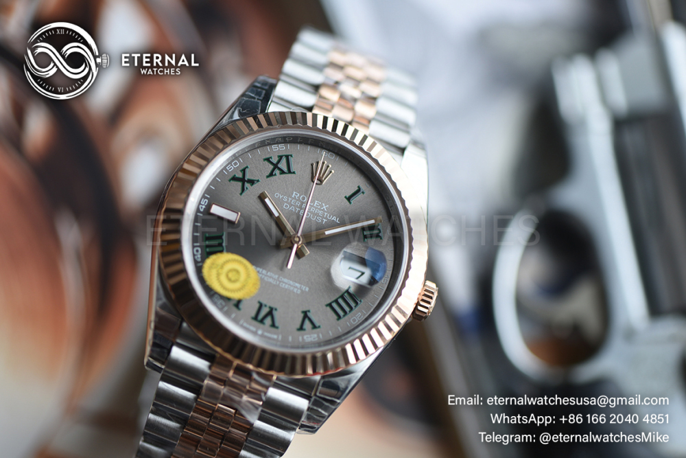 ROLEX - SUPER CLONE DateJust 126331 41mm RG/RMN Wimbledon Dial V2 VSF 3235 (Weight Adjusted, Free Sprung)