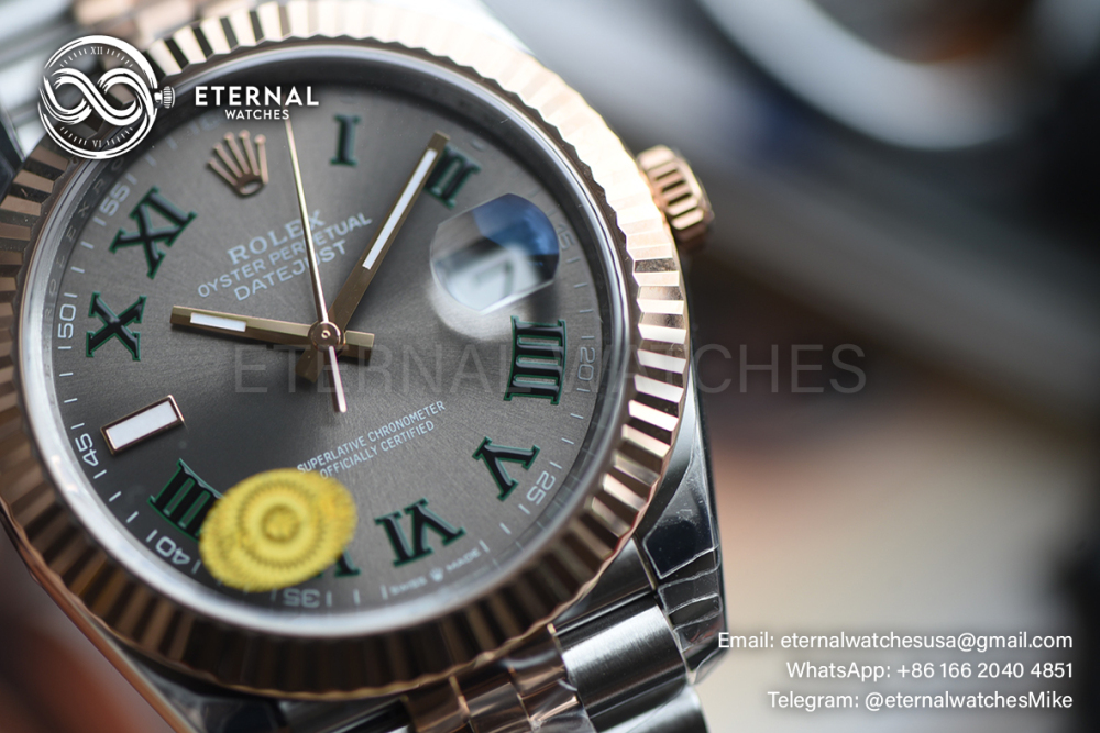 ROLEX - SUPER CLONE DateJust 126331 41mm RG/RMN Wimbledon Dial V2 VSF 3235 (Weight Adjusted, Free Sprung)