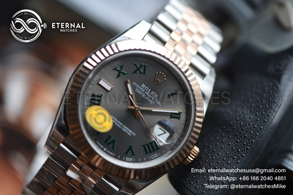 ROLEX - SUPER CLONE DateJust 126331 41mm RG/RMN Wimbledon Dial V2 VSF 3235 (Weight Adjusted, Free Sprung)