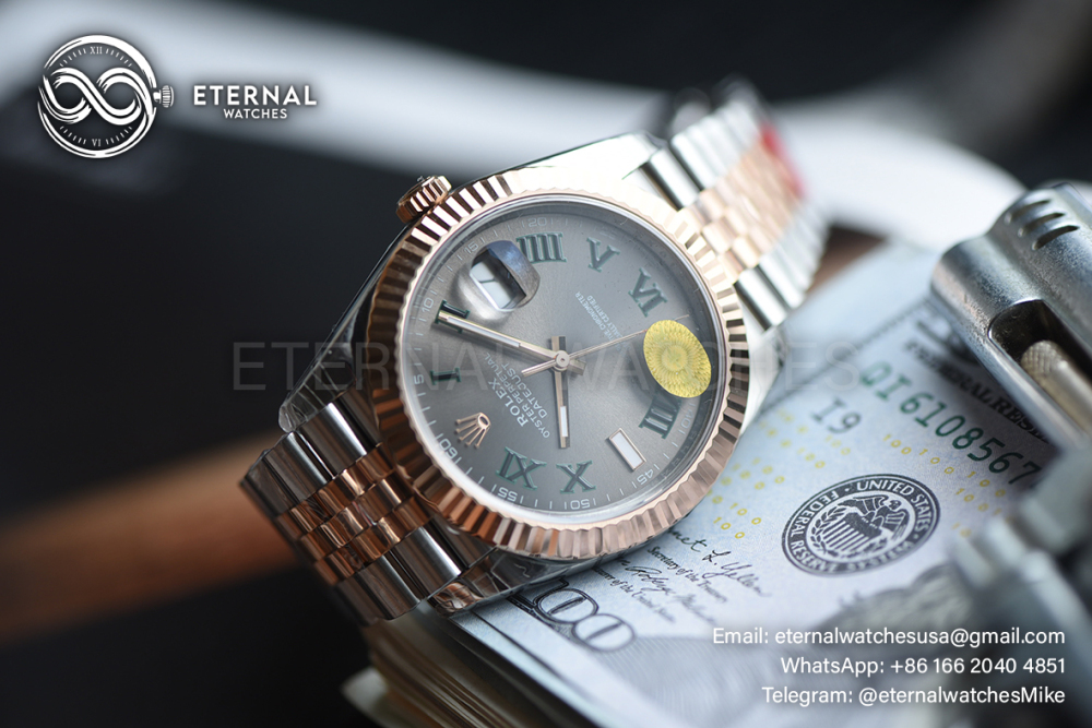 ROLEX - SUPER CLONE DateJust 126331 41mm RG/RMN Wimbledon Dial V2 VSF 3235 (Weight Adjusted, Free Sprung)