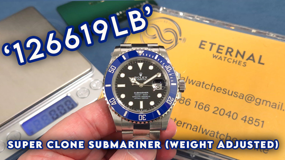 ROLEX - SUPER CLONE Submariner 126619LB 41mm SS/SS Black/Blue VSF V2 DD3235 (Weight Adjusted)