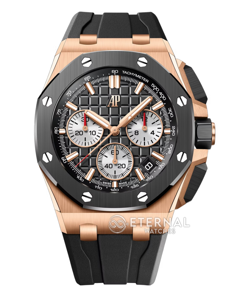 AUDEMARS PIGUET - SUPER CLONE Royal Oak Offshore 26420RO 43mm RG/RU Black/Stk DDF DD4401