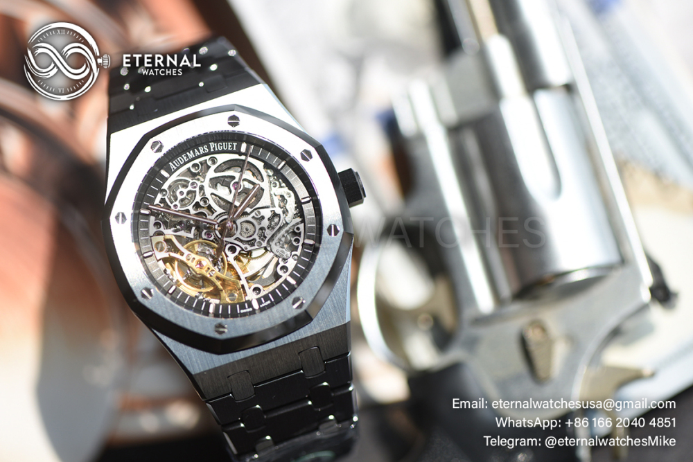 AUDEMARS PIGUET - SUPER CLONE Royal Oak 15416CE 41mm Cer/Cer Skeleton Dial THBF V2 SH3132