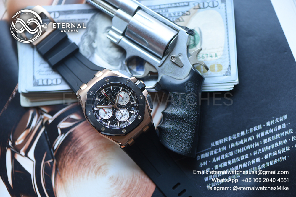 AUDEMARS PIGUET - SUPER CLONE Royal Oak Offshore 26420RO 43mm RG/RU Black/Stk DDF DD4401