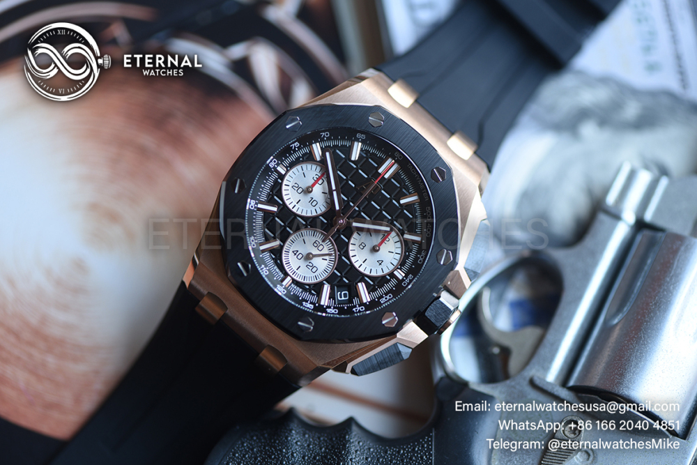 AUDEMARS PIGUET - SUPER CLONE Royal Oak Offshore 26420RO 43mm RG/RU Black/Stk DDF DD4401