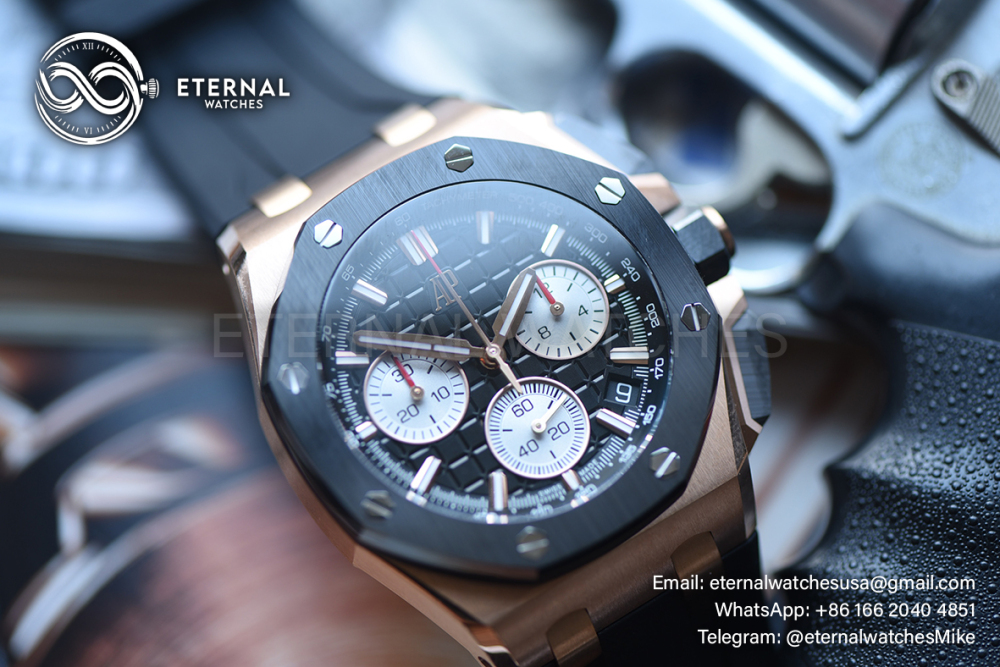 AUDEMARS PIGUET - SUPER CLONE Royal Oak Offshore 26420RO 43mm RG/RU Black/Stk DDF DD4401