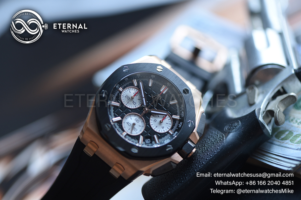 AUDEMARS PIGUET - SUPER CLONE Royal Oak Offshore 26420RO 43mm RG/RU Black/Stk DDF DD4401