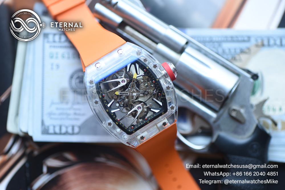 RICHARD MILLE - SUPER CLONE RM27-02 Skeleton Dial on Orange Rubber Strap RMF Tourbillon