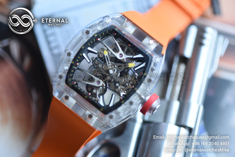 RICHARD MILLE - SUPER CLONE RM27-02 Skeleton Dial on Orange Rubber Strap RMF Tourbillon