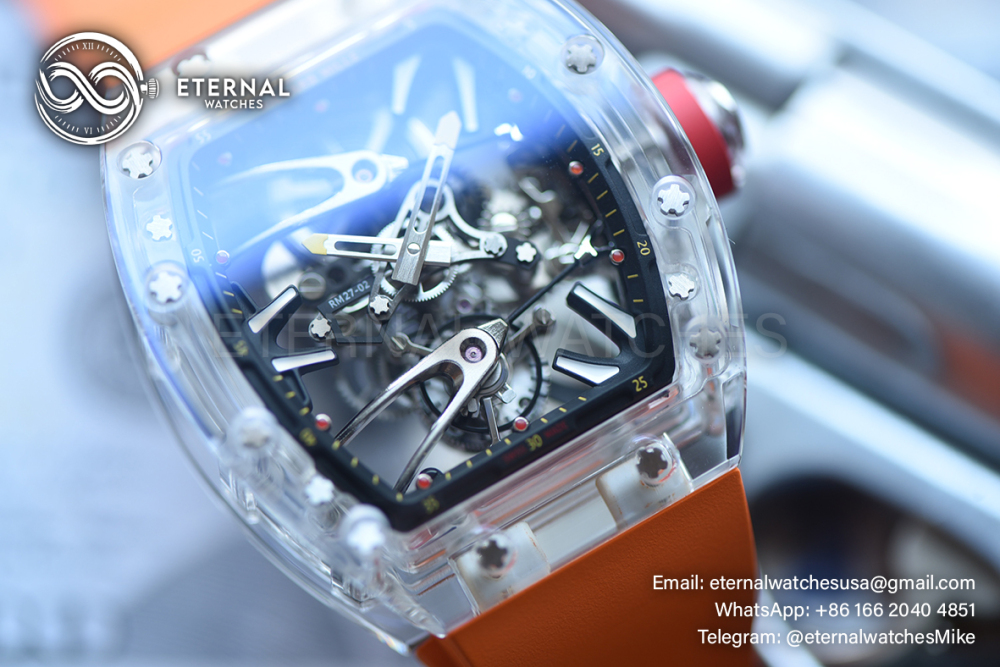 RICHARD MILLE - SUPER CLONE RM27-02 Skeleton Dial on Orange Rubber Strap RMF Tourbillon