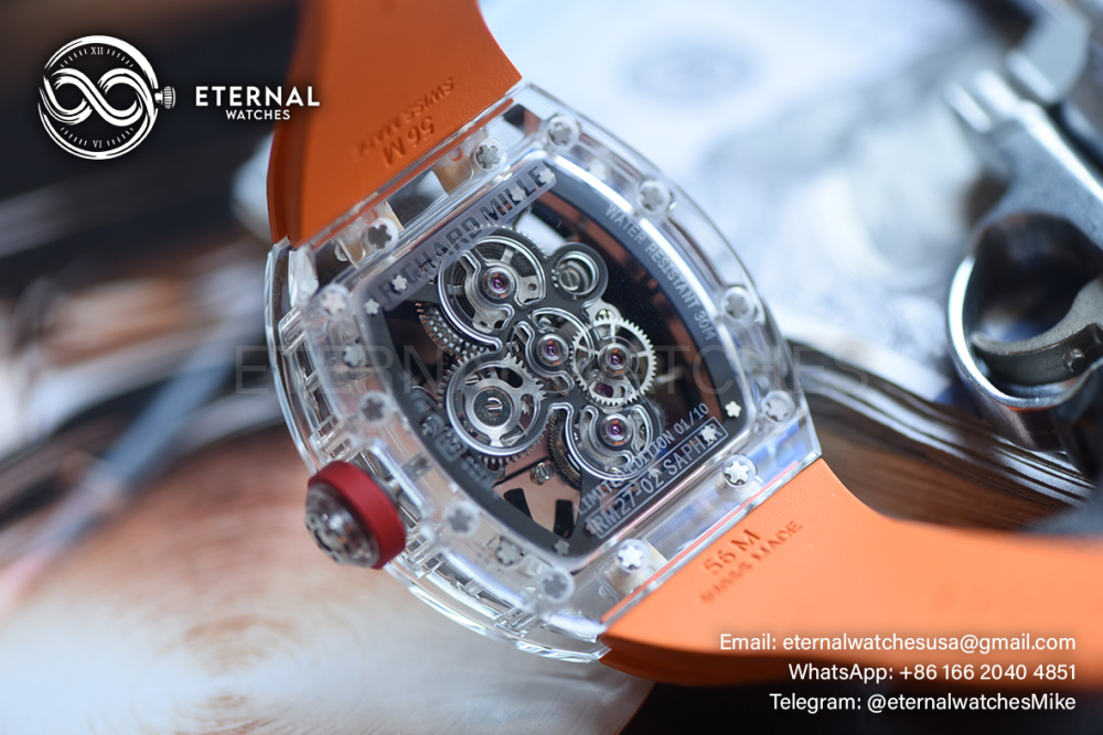 RICHARD MILLE - SUPER CLONE RM27-02 Skeleton Dial on Orange Rubber Strap RMF Tourbillon