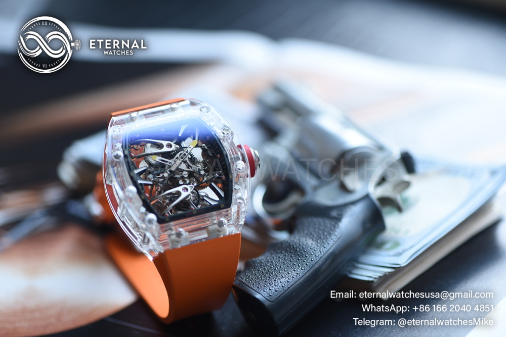 RICHARD MILLE - SUPER CLONE RM27-02 Skeleton Dial on Orange Rubber Strap RMF Tourbillon