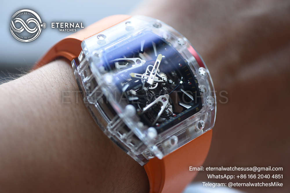 RICHARD MILLE - SUPER CLONE RM27-02 Skeleton Dial on Orange Rubber Strap RMF Tourbillon
