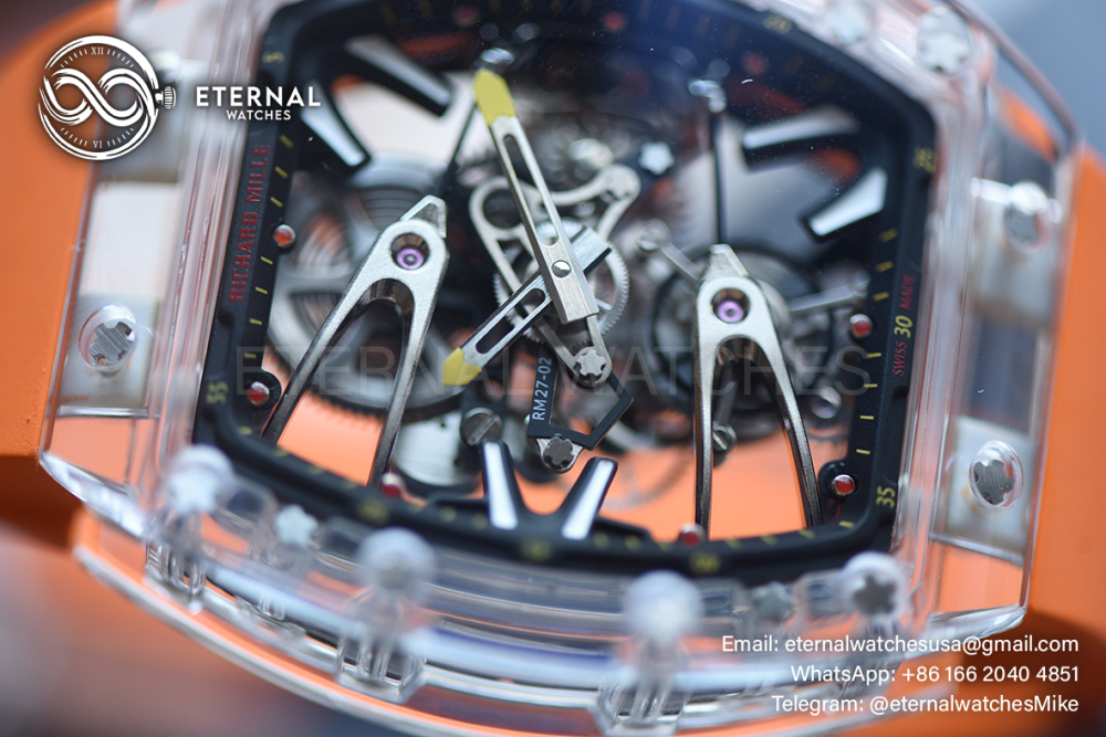 RICHARD MILLE - SUPER CLONE RM27-02 Skeleton Dial on Orange Rubber Strap RMF Tourbillon