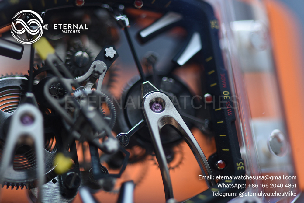 RICHARD MILLE - SUPER CLONE RM27-02 Skeleton Dial on Orange Rubber Strap RMF Tourbillon