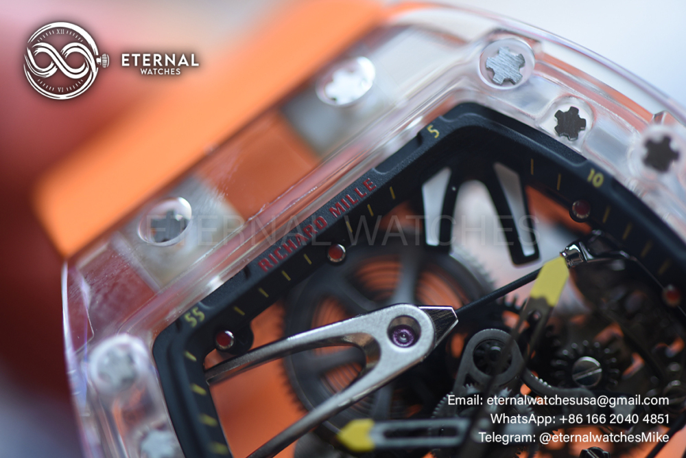 RICHARD MILLE - SUPER CLONE RM27-02 Skeleton Dial on Orange Rubber Strap RMF Tourbillon