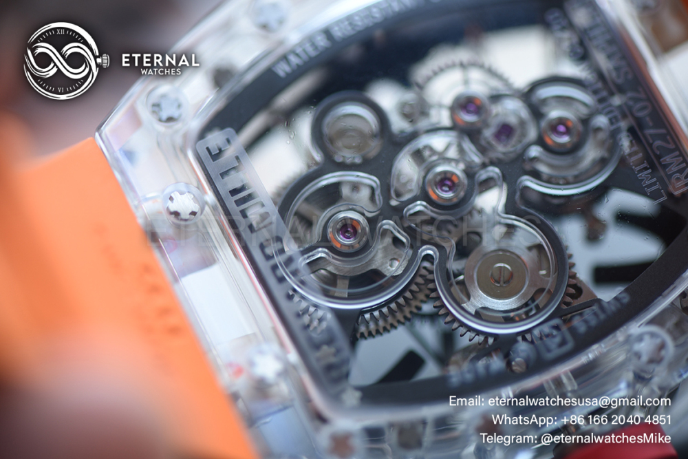 RICHARD MILLE - SUPER CLONE RM27-02 Skeleton Dial on Orange Rubber Strap RMF Tourbillon