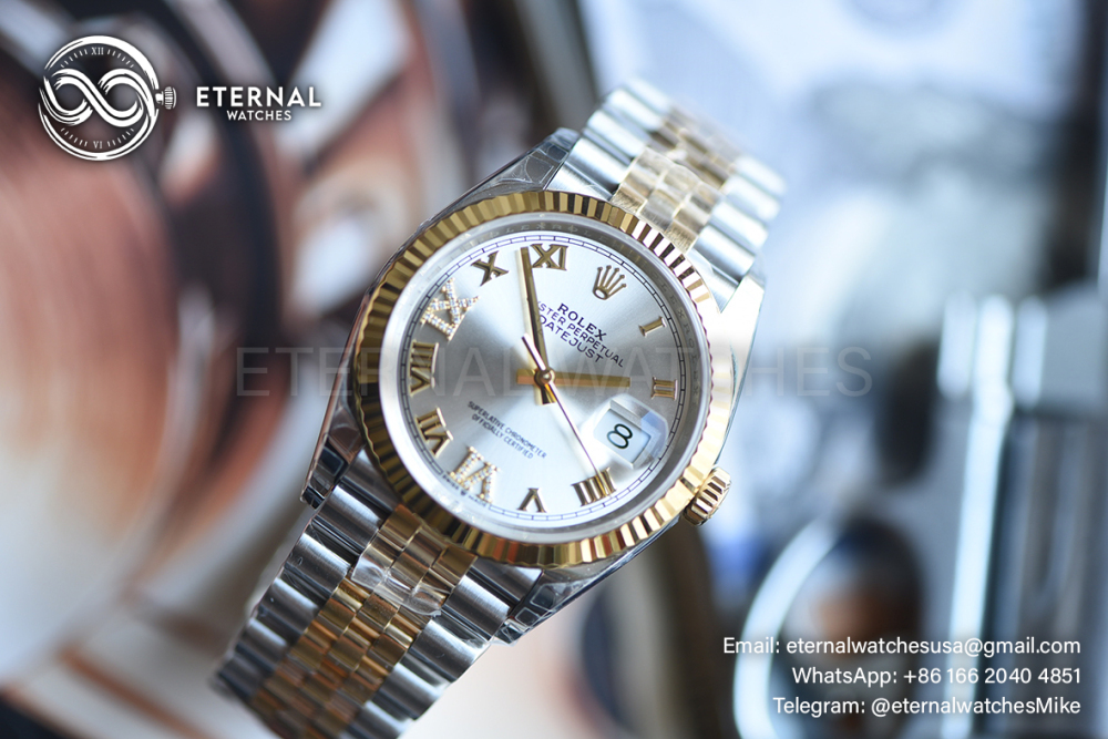 ROLEX - SUPER CLONE DateJust 126233 36mm Yellow Rolesor YG/RMN Silver Dial Fluted V2 VSF 3235 (2026 - Weight Adjusted)