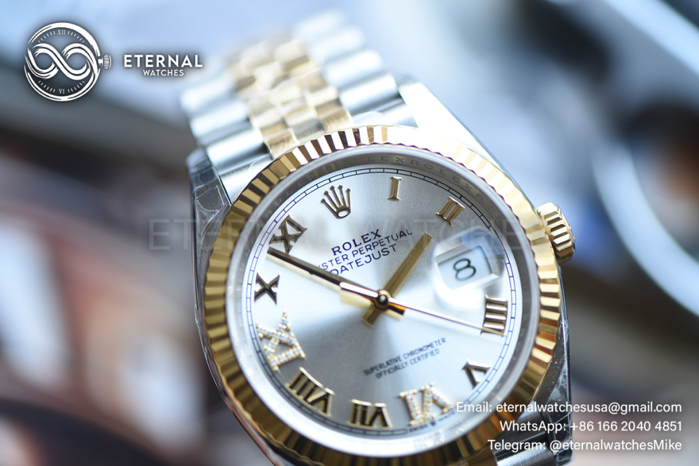 ROLEX - SUPER CLONE DateJust 126233 36mm Yellow Rolesor YG/RMN Silver Dial Fluted V2 VSF 3235 (2026 - Weight Adjusted)