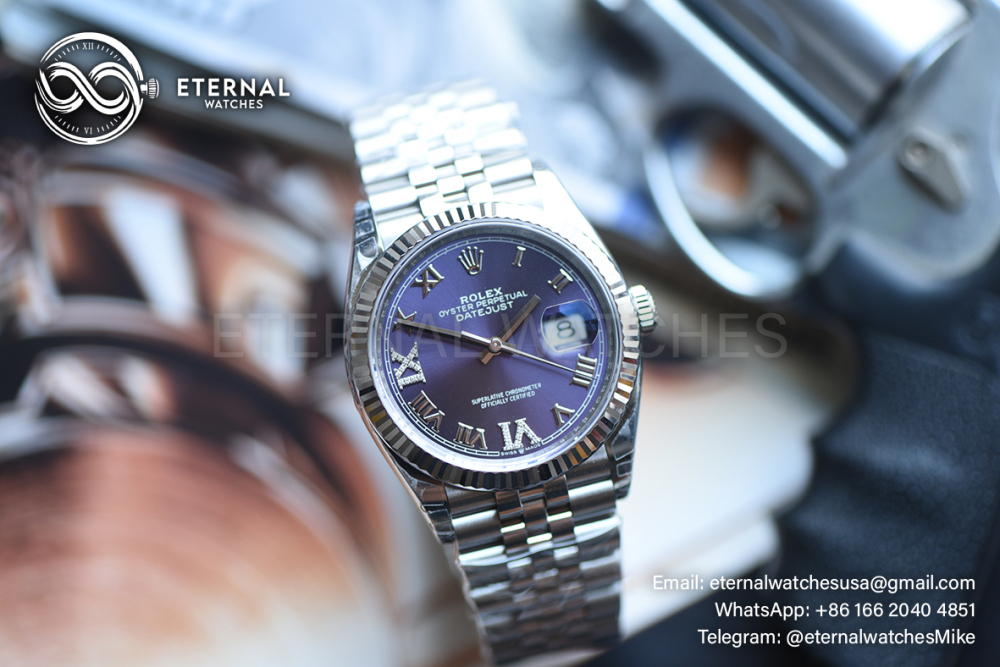 ROLEX - SUPER CLONE DateJust 126234 36mm SS/STK Purple Dial Fluted V2 VSF 3235 (2026 - Weight Adjusted)