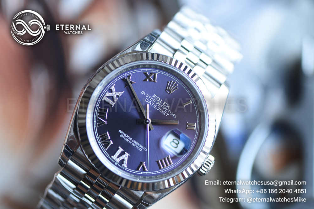 ROLEX - SUPER CLONE DateJust 126234 36mm SS/STK Purple Dial Fluted V2 VSF 3235 (2026 - Weight Adjusted)