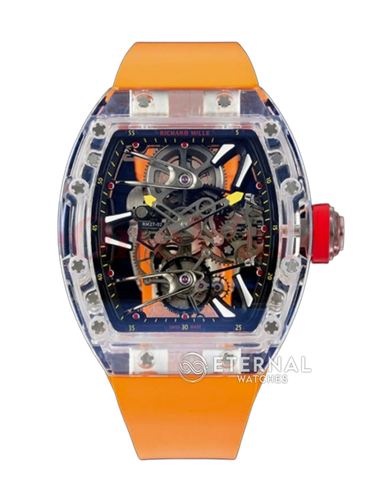 RICHARD MILLE - SUPER CLONE RM27-02 Skeleton Dial on Orange Rubber Strap RMF Tourbillon