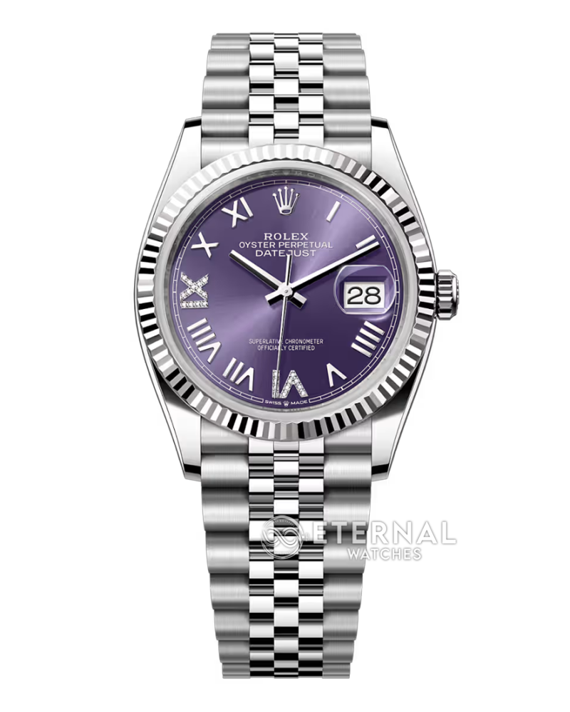 ROLEX - SUPER CLONE DateJust 126234 36mm SS/STK Purple Dial Fluted V2 VSF 3235 (2026 - Weight Adjusted)
