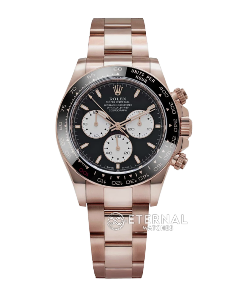 ROLEX - SUPER CLONE Daytona 126525 40mm Le Mans RG/RG Black Dial QF V9 SH4132 Max (Weighted Adjusted, 24 Hour Sub dial)