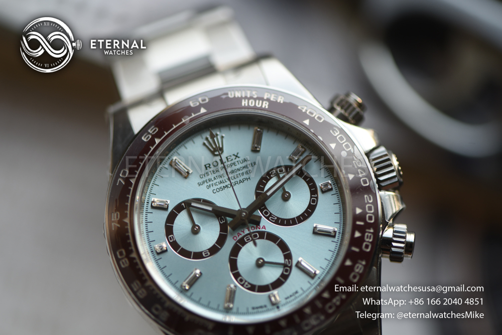 ROLEX - Super Clone Cosmograph Daytona 126506 40mm SS/SS Ice-Blue/Diamond VSF DD4131 (Weight Adjusted, Free Sprung)