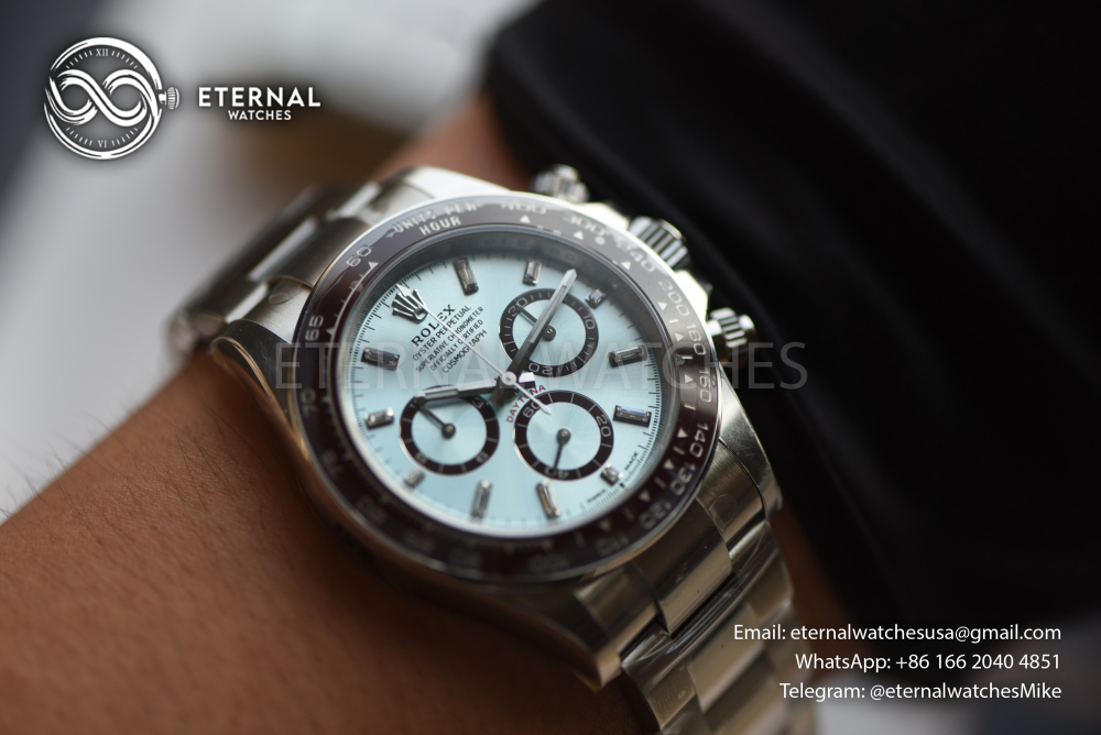 ROLEX - Super Clone Cosmograph Daytona 126506 40mm SS/SS Ice-Blue/Diamond VSF DD4131 (Weight Adjusted, Free Sprung)