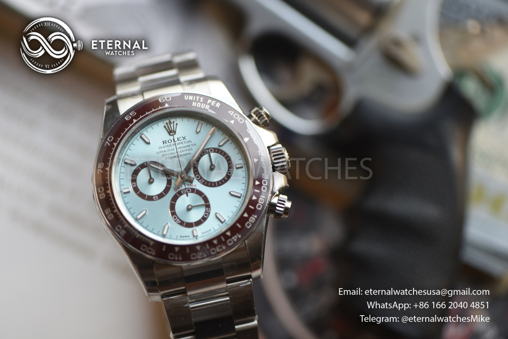 ROLEX - SUPER CLONE Daytona 126506 40mm SS/SS Ice-Blue/Stk VSF V3 DD4131 (Weight Adjusted, Free Sprung)