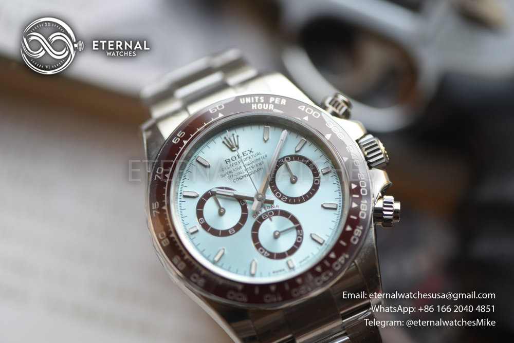 ROLEX - SUPER CLONE Daytona 126506 40mm SS/SS Ice-Blue/Stk VSF V3 DD4131 (Weight Adjusted, Free Sprung)