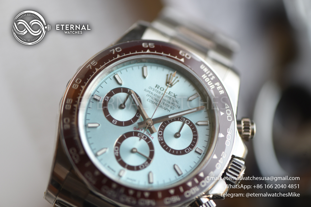 ROLEX - SUPER CLONE Daytona 126506 40mm SS/SS Ice-Blue/Stk VSF V3 DD4131 (Weight Adjusted, Free Sprung)