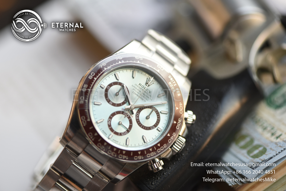 ROLEX - SUPER CLONE Daytona 126506 40mm SS/SS Ice-Blue/Stk VSF V3 DD4131 (Weight Adjusted, Free Sprung)