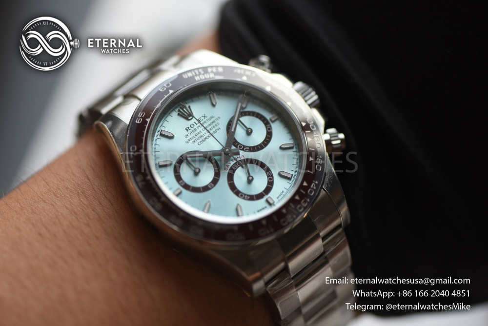 ROLEX - SUPER CLONE Daytona 126506 40mm SS/SS Ice-Blue/Stk VSF V3 DD4131 (Weight Adjusted, Free Sprung)