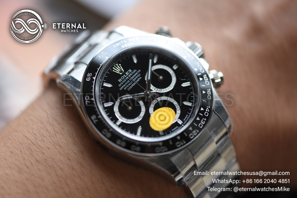 ROLEX - SUPER CLONE Daytona 126500 40mm SS Black Dial VSF DD4131 (Free Sprung)