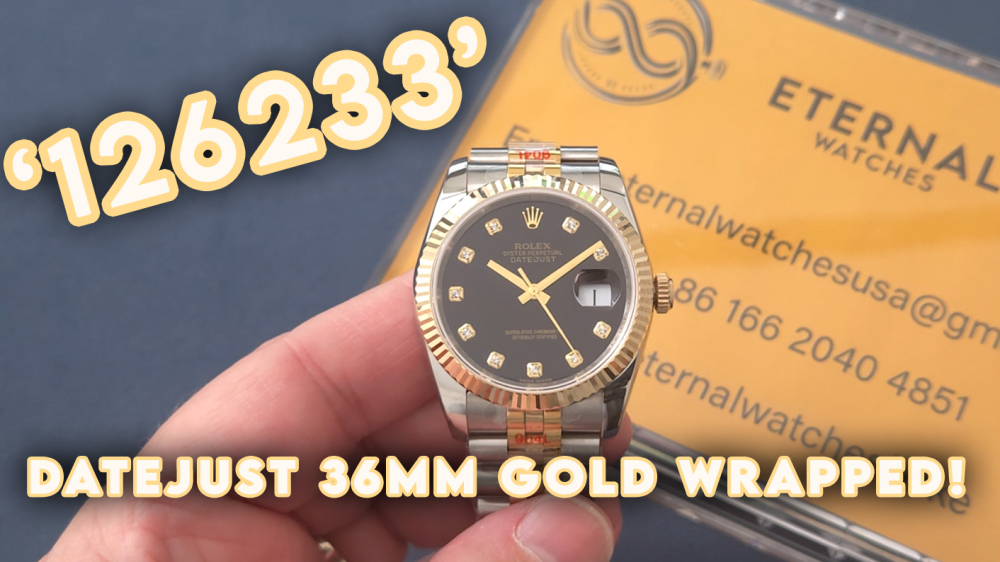 ROLEX - SUPER CLONE Datejust 126233 36mm Jubilee YG/SS Yellow/Dia QF DD3235 (Gold Wrapped)
