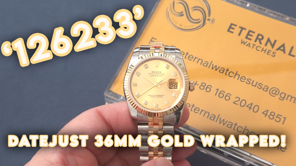 ROLEX - SUPER CLONE Datejust 126233 36mm Jubilee YG/SS Yellow/Dia QF DD3235 (Gold Wrapped)