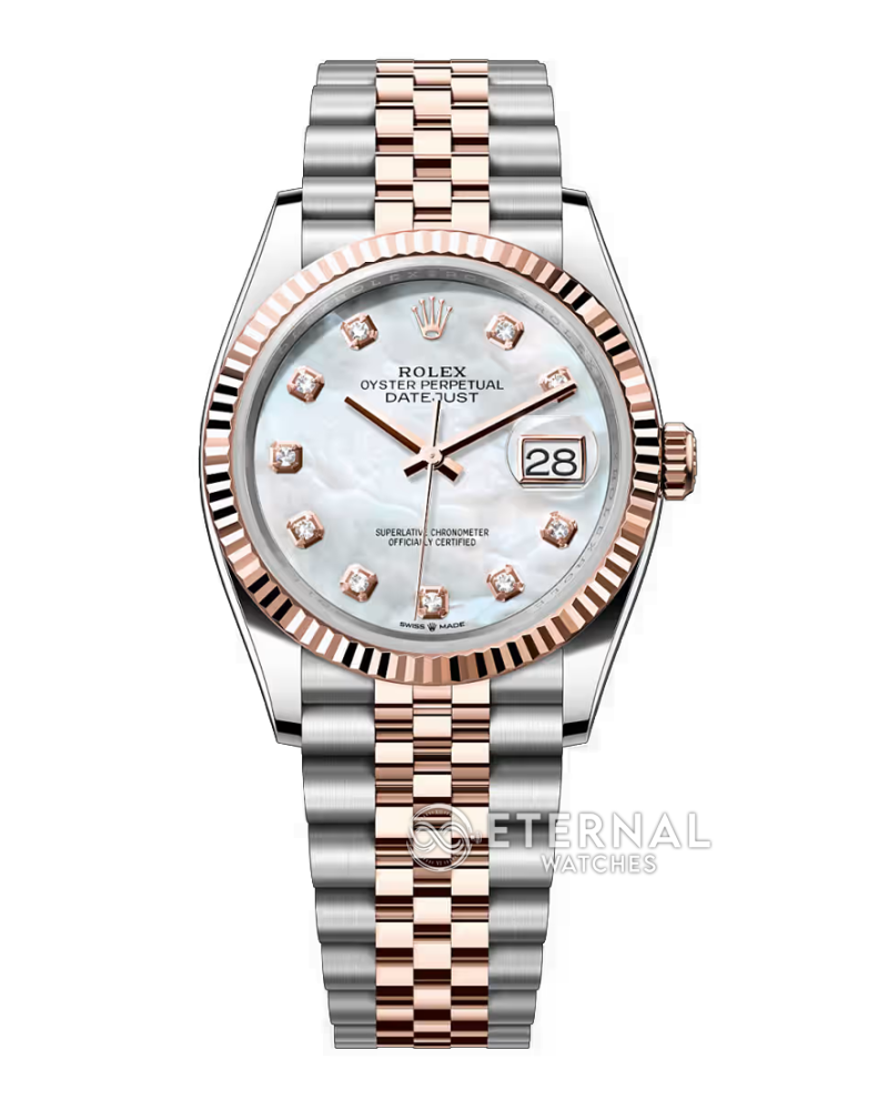 ROLEX - SUPER CLONE Datejust 126231 36mm Jubilee RG/SS MOP/Dia VSF DD3235 (Gold Wrapped)